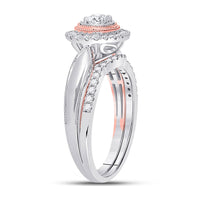 Load image into Gallery viewer, 10kt Two-tone Gold Round Diamond Bridal Wedding Ring Band Set 1/2 Cttw
