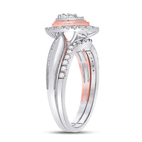 Load image into Gallery viewer, 10kt Two-tone Gold Round Diamond Bridal Wedding Ring Band Set 1/2 Cttw
