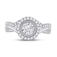 Load image into Gallery viewer, 10kt Two-tone Gold Round Diamond Bridal Wedding Ring Band Set 1/2 Cttw

