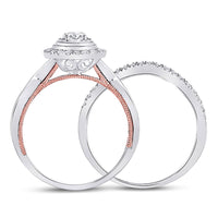 Load image into Gallery viewer, 10kt Two-tone Gold Round Diamond Bridal Wedding Ring Band Set 1/2 Cttw

