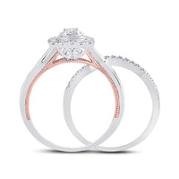 Load image into Gallery viewer, 10kt Two-tone Gold Round Diamond Bridal Wedding Ring Band Set 1/2 Cttw
