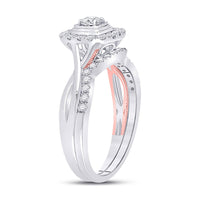 Load image into Gallery viewer, 10kt Two-tone Gold Round Diamond Bridal Wedding Ring Band Set 1/2 Cttw
