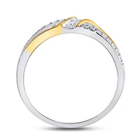 Load image into Gallery viewer, 10kt Two-tone Gold Mens Round Diamond 3-stone Wedding Ring 1/2 Cttw
