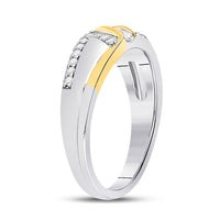 Load image into Gallery viewer, 10kt Two-tone Gold Mens Round Diamond 3-stone Wedding Ring 1/2 Cttw
