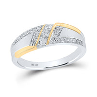 Load image into Gallery viewer, 10kt Two-tone Gold Mens Round Diamond 3-stone Wedding Ring 1/2 Cttw
