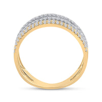 Load image into Gallery viewer, 14kt Two-tone Gold Womens Baguette Round Diamond Parallel Band Ring 3/4 Cttw
