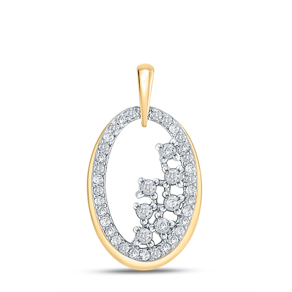 14kt Yellow Gold Womens Round Diamond Oval Pendant 1/6 Cttw