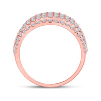 Load image into Gallery viewer, 14kt Rose Gold Womens Baguette Diamond Modern Cocktail Band Ring 1 Cttw
