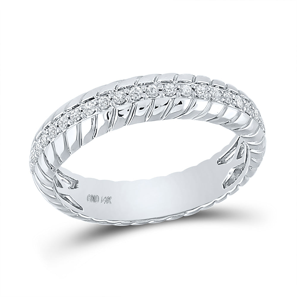 14kt White Gold Womens Round Diamond Band Ring 1/5 Cttw