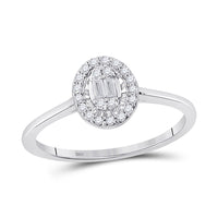 Load image into Gallery viewer, 14kt White Gold Womens Round Diamond Oval Cluster Ring 1/6 Cttw
