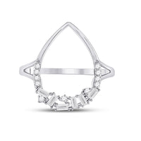 Load image into Gallery viewer, 14kt White Gold Womens Round Diamond Teardrop Scattered Fashion Ring 1/5 Cttw
