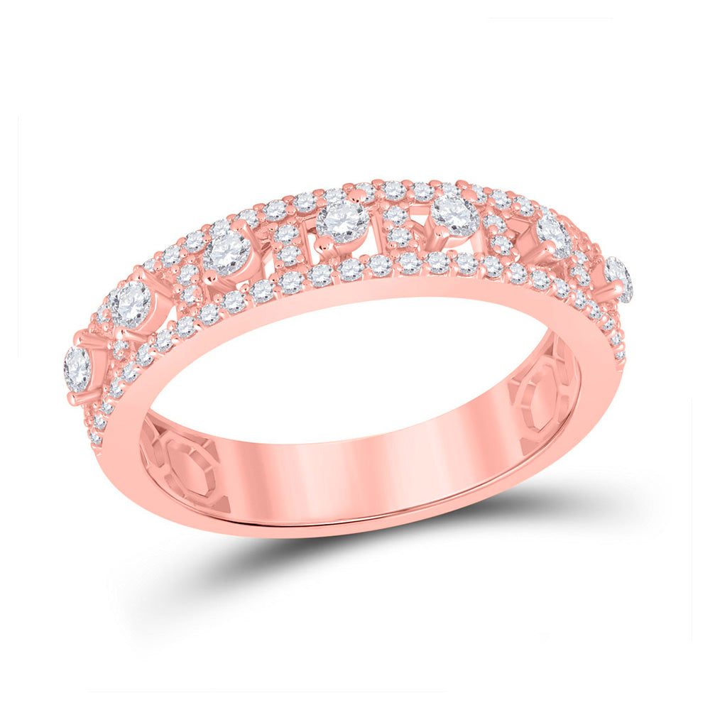 14kt Rose Gold Womens Round Diamond Anniversary Band Ring 5/8 Cttw