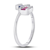 Load image into Gallery viewer, 14kt White Gold Womens Baguette Blue Sapphire Modern Fashion Ring 1/2 Cttw
