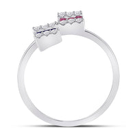 Load image into Gallery viewer, 14kt White Gold Womens Baguette Blue Sapphire Modern Fashion Ring 1/2 Cttw
