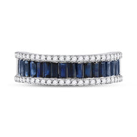 Load image into Gallery viewer, 14kt White Gold Womens Baguette Blue Sapphire Anniversary Ring 2-1/2 Cttw
