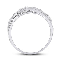 Load image into Gallery viewer, 14kt White Gold Womens Baguette Round Diamond Crossover Band Ring 1/4 Cttw
