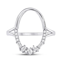 Load image into Gallery viewer, 14kt White Gold Womens Round Diamond Scattered Oval Ring 1/6 Cttw
