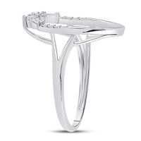 Load image into Gallery viewer, 14kt White Gold Womens Round Diamond Scattered Oval Ring 1/6 Cttw
