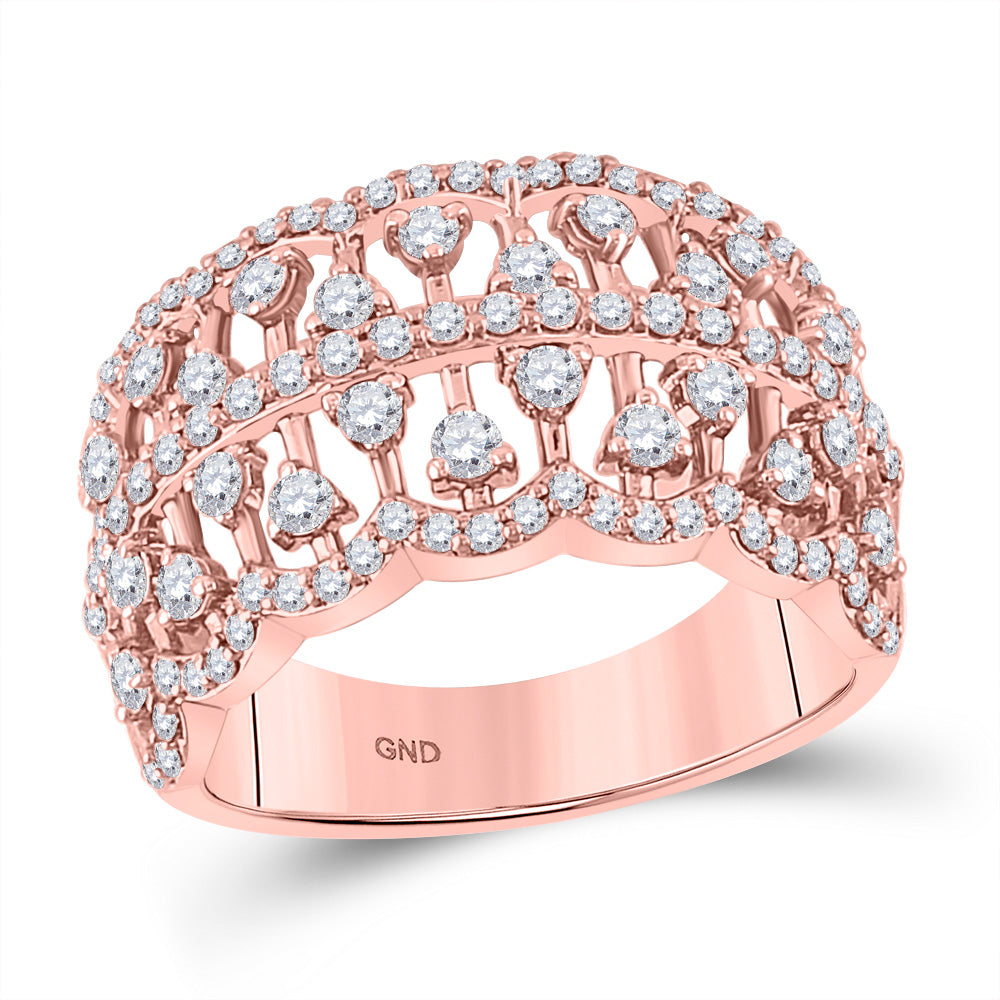 14kt Rose Gold Womens Round Diamond Anniversary Ring 1 Cttw