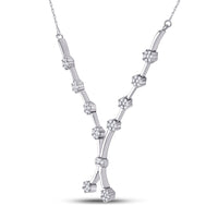 Load image into Gallery viewer, 14kt White Gold Womens Round Diamond Flower Cluster Cocktail Necklace 1 Cttw
