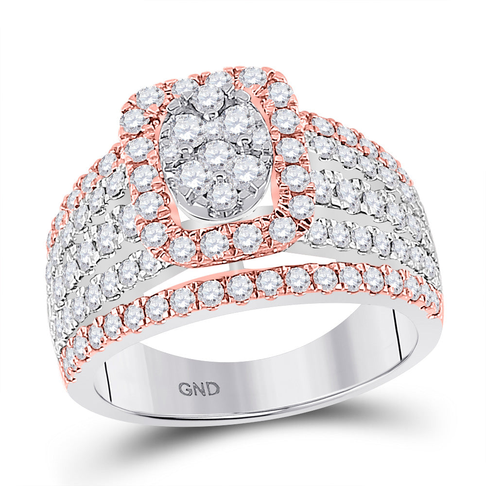 14kt Rose Gold Womens Round Diamond Fashion Ring 1-1/2 Cttw