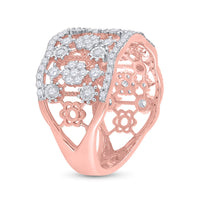 Load image into Gallery viewer, 14kt Rose Gold Womens Round Diamond Right Hand Cocktail Ring 7/8 Cttw
