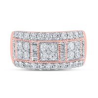 Load image into Gallery viewer, 14kt Rose Gold Womens Baguette Diamond Right-Hand Anniversary Ring 1-3/8 Cttw
