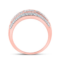 Load image into Gallery viewer, 14kt Rose Gold Womens Baguette Diamond Right-Hand Anniversary Ring 1-3/8 Cttw
