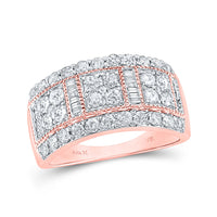 Load image into Gallery viewer, 14kt Rose Gold Womens Baguette Diamond Right-Hand Anniversary Ring 1-3/8 Cttw
