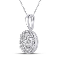 Load image into Gallery viewer, 10kt White Gold Womens Round Diamond Fashion Halo Cluster Pendant 1/6 Cttw
