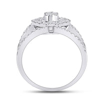 Load image into Gallery viewer, 14kt White Gold Womens Baguette Diamond Negative Space Cluster Ring 1-1/5 Cttw
