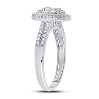 Load image into Gallery viewer, 14kt White Gold Emerald Diamond Halo Bridal Wedding Engagement Ring 5/8 Cttw
