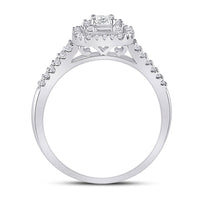 Load image into Gallery viewer, 14kt White Gold Emerald Diamond Halo Bridal Wedding Engagement Ring 5/8 Cttw
