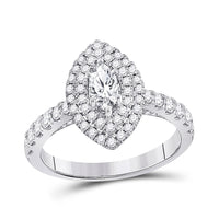 Load image into Gallery viewer, 14kt White Gold Marquise Diamond Solitaire Bridal Wedding Engagement Ring 1 Cttw
