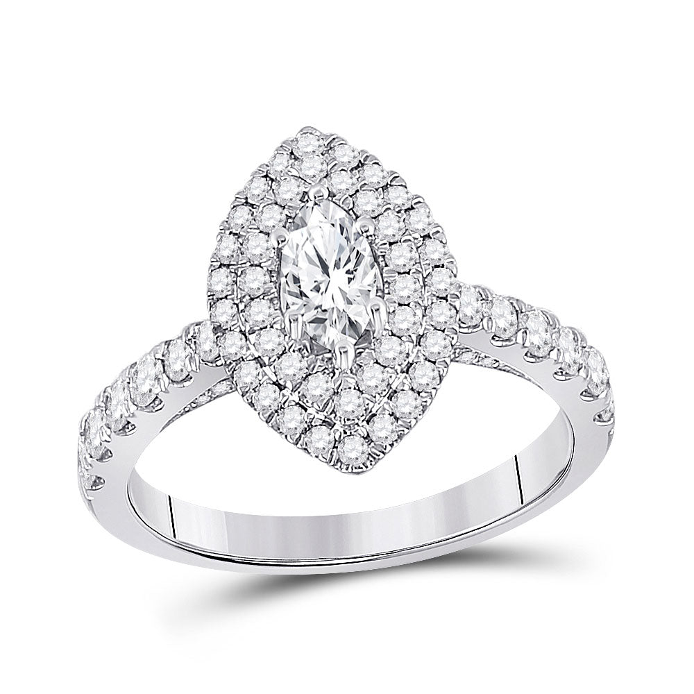 14kt White Gold Marquise Diamond Solitaire Bridal Wedding Engagement Ring 1 Cttw