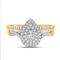 Load image into Gallery viewer, 10kt Yellow Gold Round Diamond Bridal Wedding Ring Band Set 1/2 Cttw

