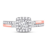 Load image into Gallery viewer, 10kt Two-tone Gold Round Diamond Halo Bridal Wedding Engagement Ring 1/2 Cttw
