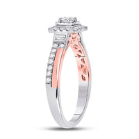 Load image into Gallery viewer, 10kt Two-tone Gold Round Diamond Halo Bridal Wedding Engagement Ring 1/2 Cttw
