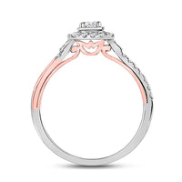 Load image into Gallery viewer, 10kt Two-tone Gold Round Diamond Halo Bridal Wedding Engagement Ring 1/2 Cttw
