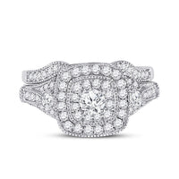 Load image into Gallery viewer, 14kt White Gold Round Diamond Bridal Wedding Ring Band Set 1 Cttw
