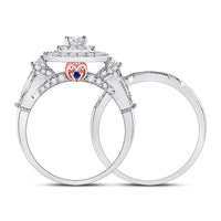 Load image into Gallery viewer, 14kt White Gold Round Diamond Bridal Wedding Ring Band Set 1 Cttw
