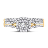 Load image into Gallery viewer, 10kt Yellow Gold Round Diamond Bridal Wedding Ring Band Set 1/3 Cttw

