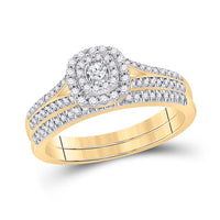 Load image into Gallery viewer, 10kt Yellow Gold Round Diamond Bridal Wedding Ring Band Set 1/3 Cttw
