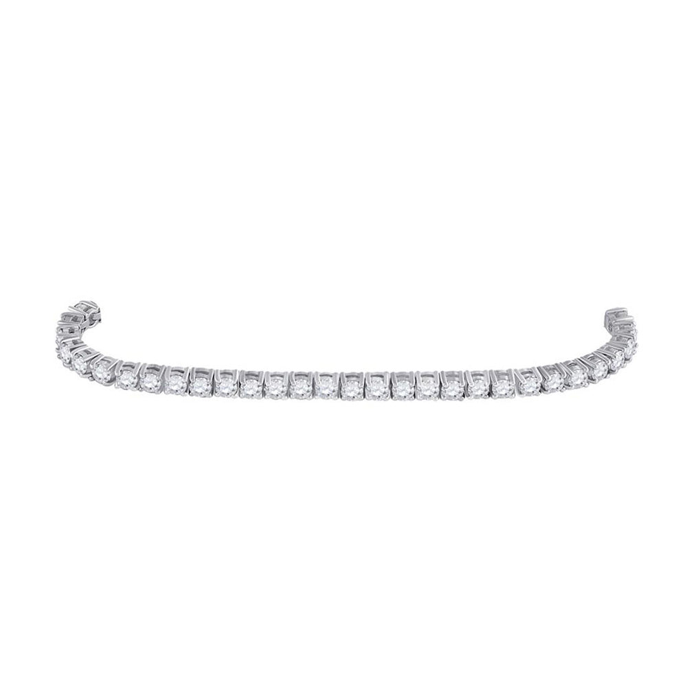 14kt White Gold Womens Round Diamond Statement Tennis Bracelet 5 Cttw