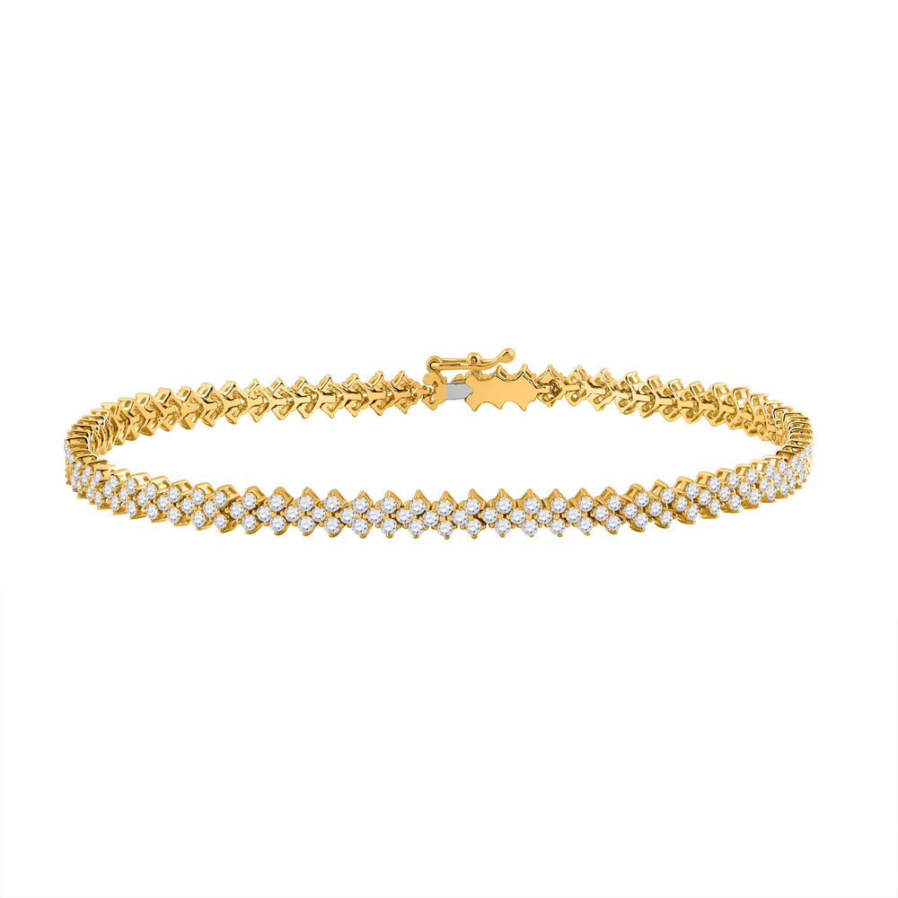 14kt Yellow Gold Womens Round Diamond Tennis Bracelet 2-1/2 Cttw