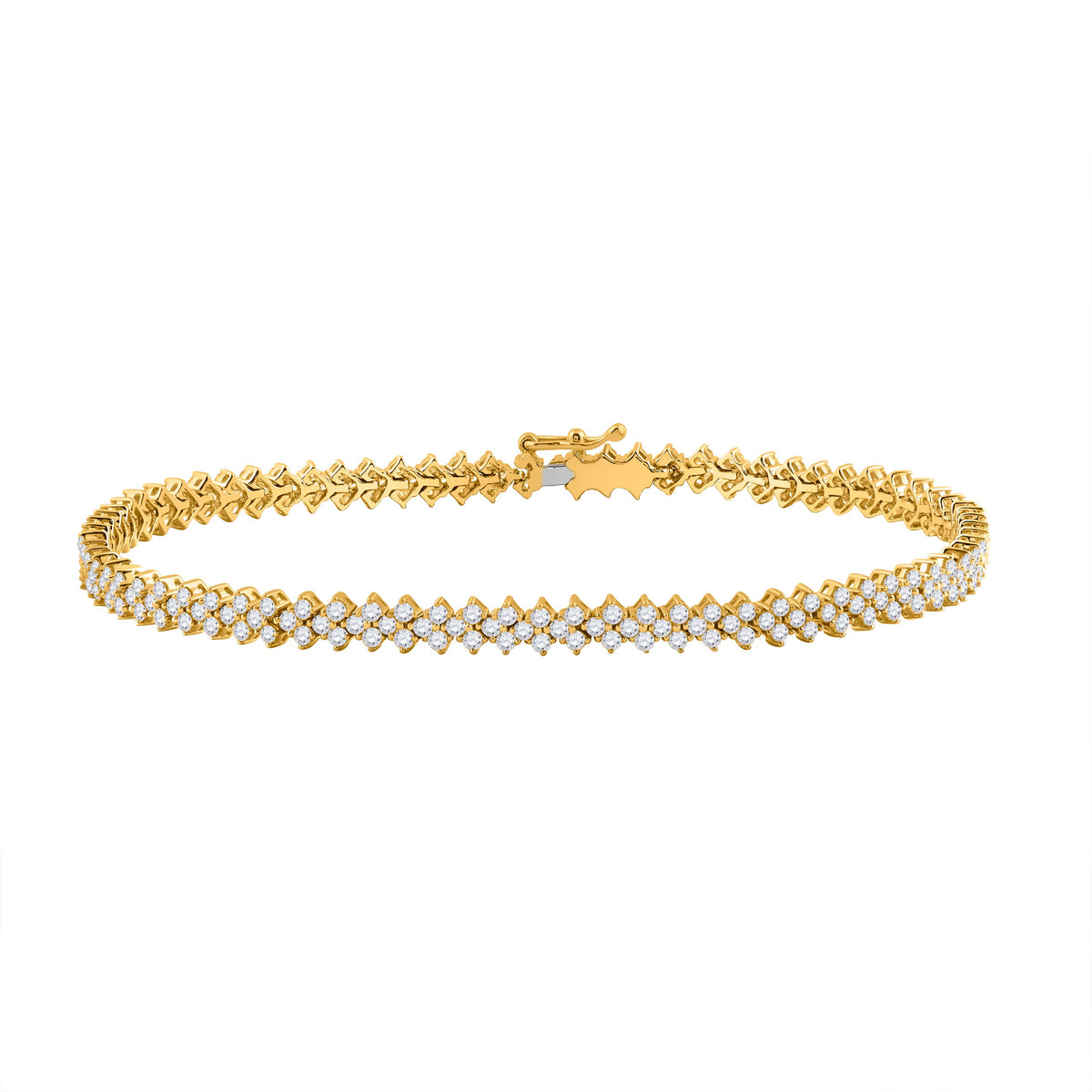 14kt Yellow Gold Womens Round Diamond Tennis Bracelet 2-1/2 Cttw