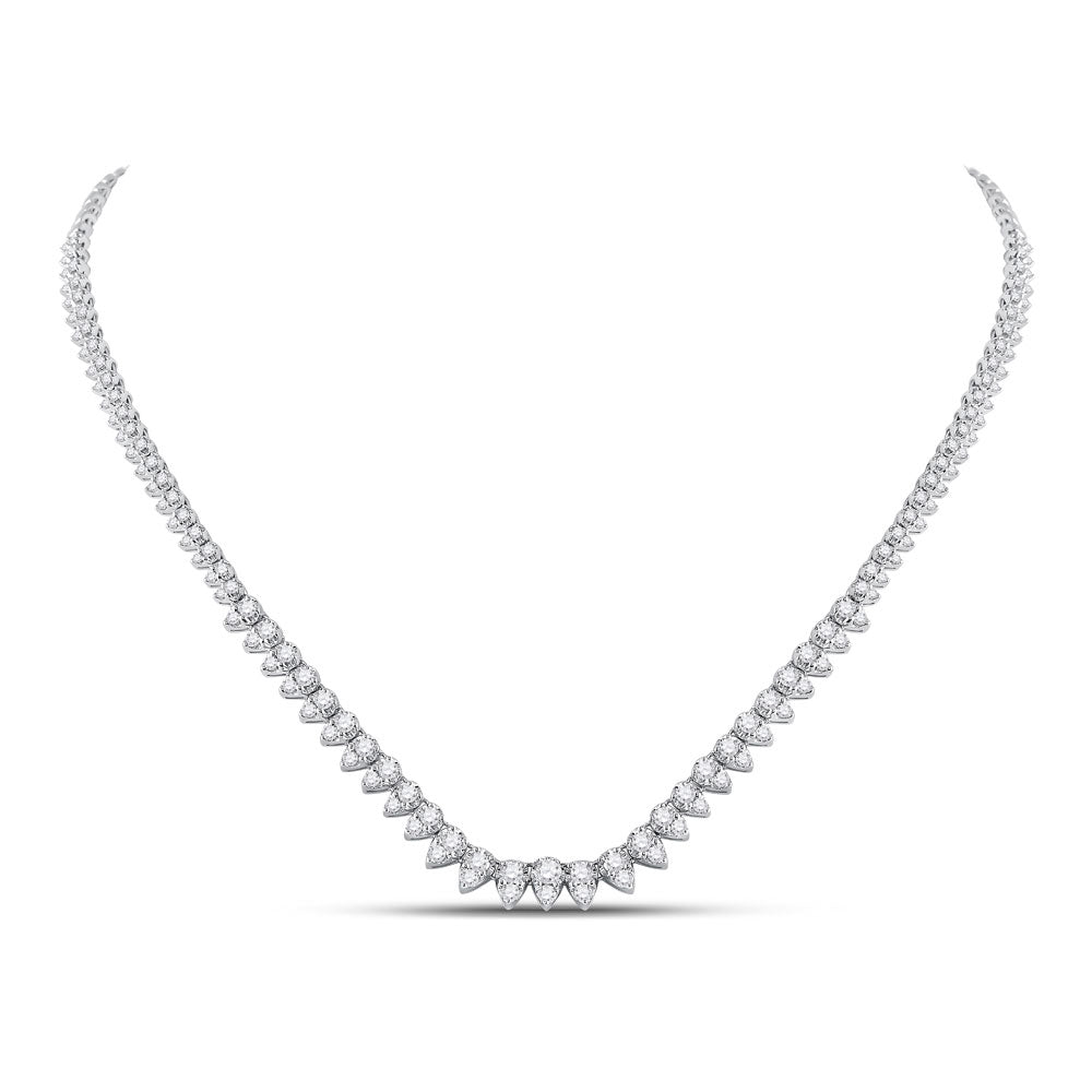 14kt White Gold Womens Round Diamond Teardrop Pear Link Necklace 4-1/3 Cttw