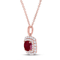 Load image into Gallery viewer, 14kt Rose Gold Womens Round Ruby Solitaire Pendant 1-3/8 Cttw
