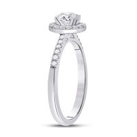 Load image into Gallery viewer, 14kt White Gold Round Diamond Halo Bridal Wedding Engagement Ring 7/8 Cttw
