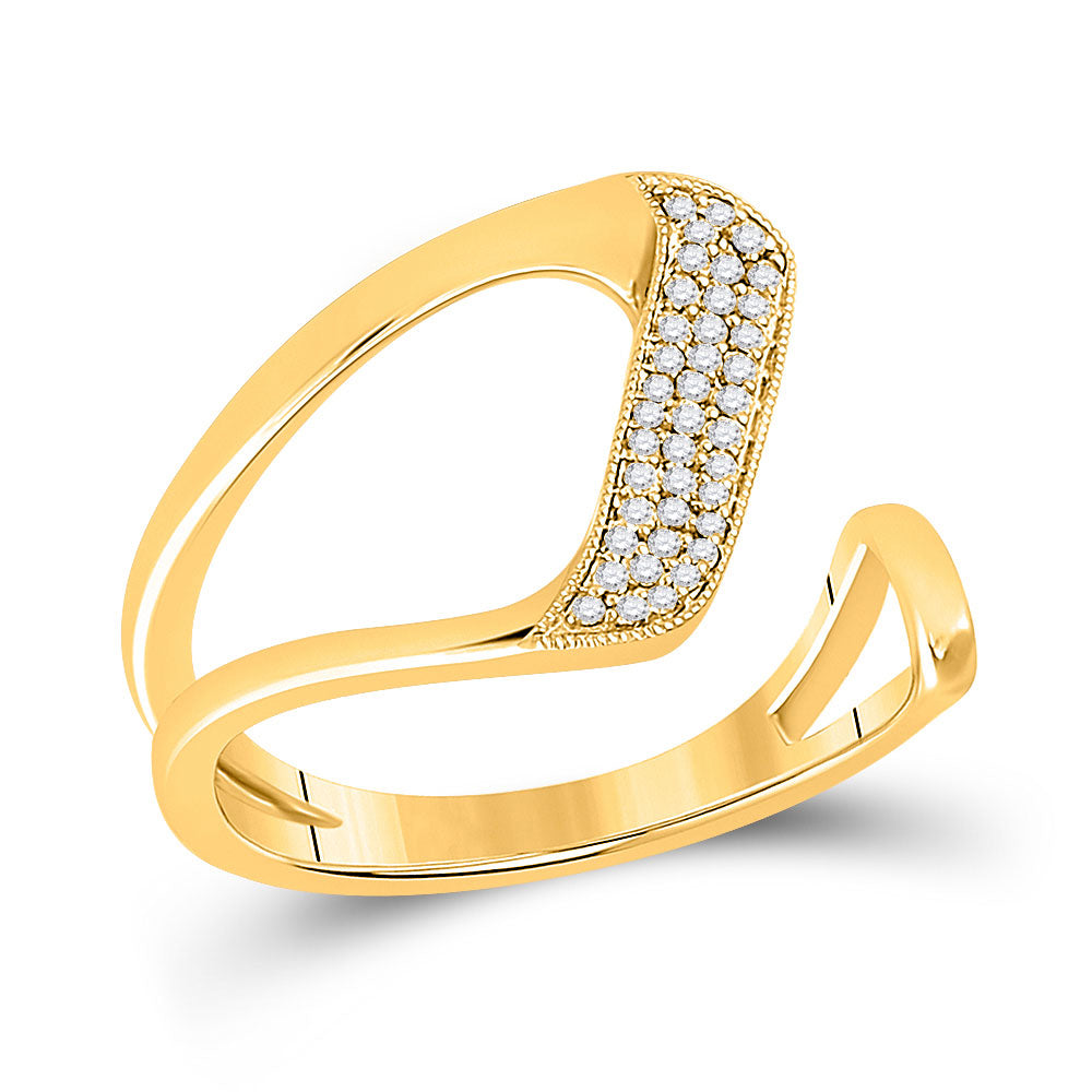 14kt White Gold Womens Round Diamond Geometric Fashion Ring 1/6 Cttw